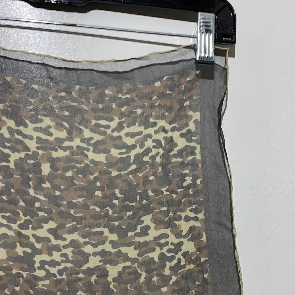 Brown Black Animal Print‎ Rectangular Fashion Sheer Scarf Size 29 x 32